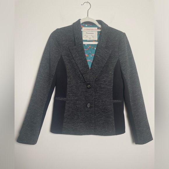 Anthropologie Jackets & Blazers - Cartonnier Anthropologie Heather Charcoal Gray Black Blazer Jacket Women Size 8